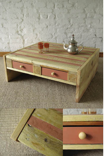 Coffee table made from discarded pallets