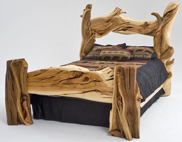 Juniper wood bed by Woodland Creek Furniture