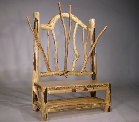 Natural log chair with forked and curved branches
