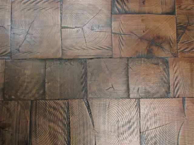 Reclaimed log end wood tile flooring